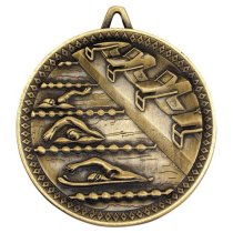 Swimming Deluxe Medal | Antique Gold | 60mm