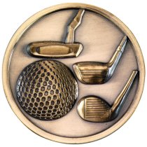 Golf Clubs Medallion | Antique Gold | 70mm