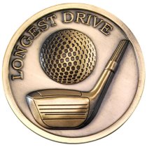 Golf Medallion Longest Drive | Antique Gold | 70mm