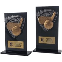 Jet Glass Shield Golf Trophy | 140mm | G25