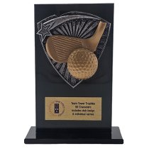 Jet Glass Shield Golf Trophy | 140mm | G25