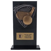 Jet Glass Shield Golf Trophy | 160mm | G25