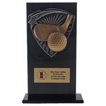 Jet Glass Shield Golf Trophy | 160mm | G25