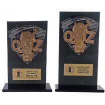 Jet Glass Shield Quiz Trophy | 140mm | G25