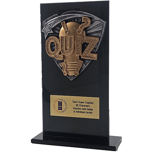 Jet Glass Shield Quiz Trophy | 160mm | G25