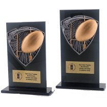 Jet Glass Shield Rugby Trophy | 140mm | G25