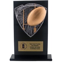 Jet Glass Shield Rugby Trophy | 140mm | G25