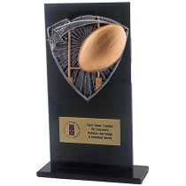 Jet Glass Shield Rugby Trophy | 160mm | G25