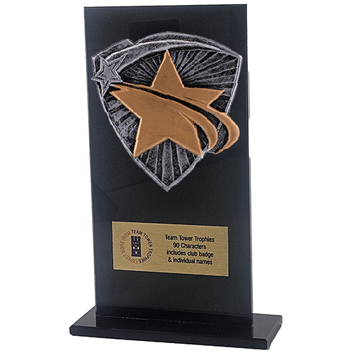 Jet Glass Shield Star Trophy | 160mm | G25