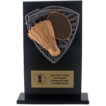 Jet Glass Shield Badminton Trophy | 140mm | G25