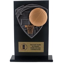 Jet Glass Shield Basketball Trophy | 140mm | G25