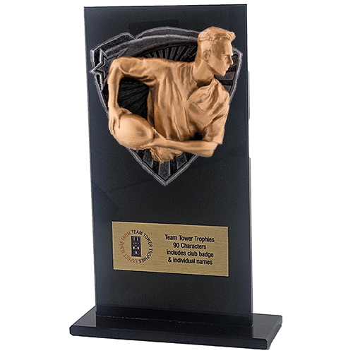 Jet Glass Shield Rugby Male Trophy | 160mm | G25