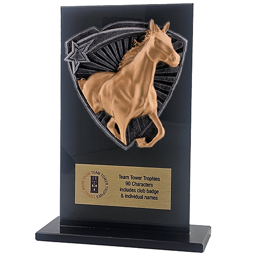 Jet Glass Shield Horse Trophy | 140mm | G25