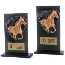 Jet Glass Shield Horse Trophy | 140mm | G25