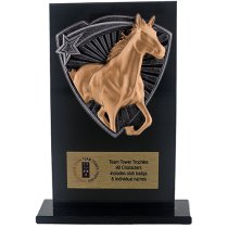 Jet Glass Shield Horse Trophy | 140mm | G25