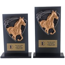 Jet Glass Shield Horse Trophy | 140mm | G25