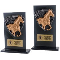 Jet Glass Shield Horse Trophy | 160mm | G25