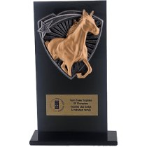 Jet Glass Shield Horse Trophy | 160mm | G25