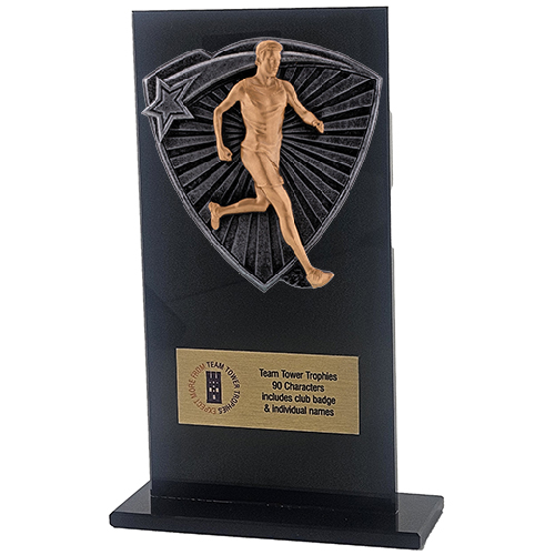 Jet Glass Shield Male Runner Trophy | 160mm | G25