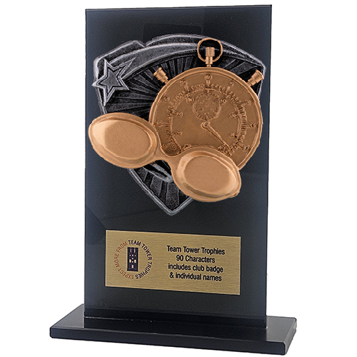 Jet Glass Shield Swimming Trophy | 140mm | G25
