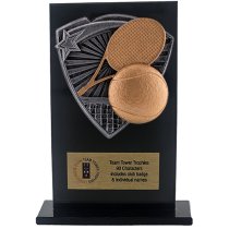 Jet Glass Shield Tennis Trophy | 140mm | G25