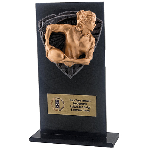Jet Glass Shield Womens Rugby Trophy | 160mm | G25