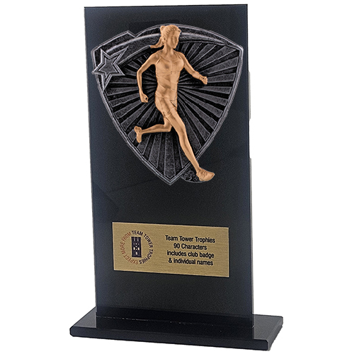 Jet Glass Shield Female Runner Trophy | 160mm | G25
