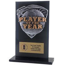 Jet Glass Shield Football Player of the Year Trophy | 140mm | G25