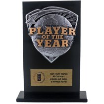 Jet Glass Shield Football Player of the Year Trophy | 140mm | G25