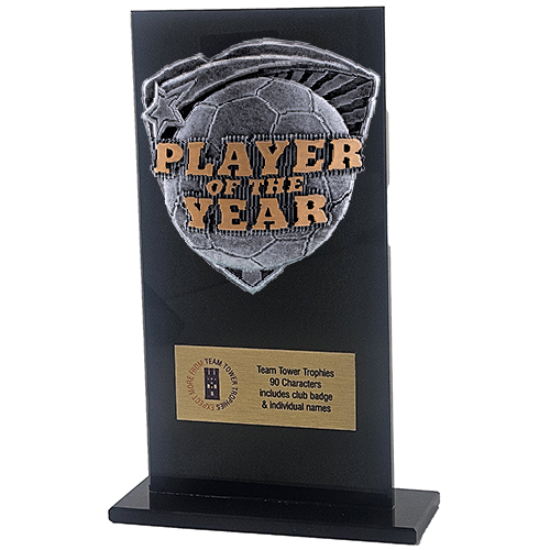 Jet Glass Shield Football Player of the Year Trophy | 160mm | G25