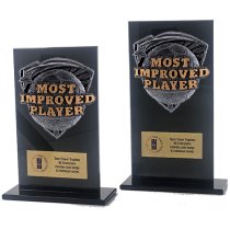 Jet Glass Shield Football Most Improved Player Trophy | 140mm | G25