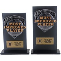 Jet Glass Shield Football Most Improved Player Trophy | 140mm | G25