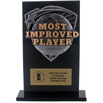Jet Glass Shield Football Most Improved Player Trophy | 140mm | G25