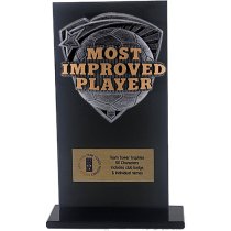 Jet Glass Shield Football Most Improved Player Trophy | 160mm | G25
