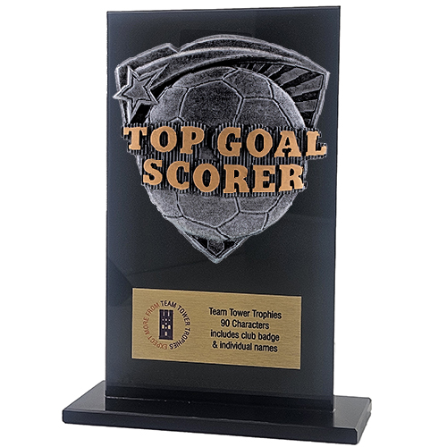 Jet Glass Shield Football Top Goal Scorer Trophy | 140mm | G25