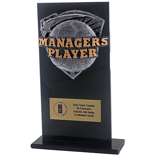 Jet Glass Shield Football Managers Player Trophy | 160mm | G25