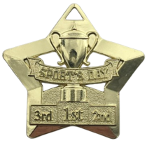 Mini Star Sports Day Medal & Ribbon | 60mm | Gold