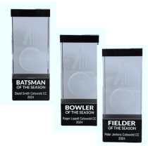 Glazier Crystal Cricket Trophy | 3D Engraved Image inside | Batsman of the Season | 102mm | B