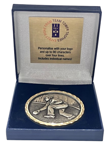 High Relief Brass Mens Lawn Bowls Medal | 60mm | Boxed