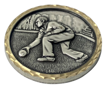 High Relief Brass Mens Lawn Bowls Medal | 60mm | Boxed