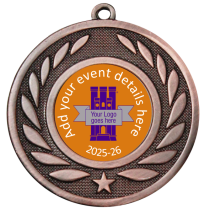 Personalised Medal | Bronze | 50mm | Embossed Wreath | Features Your Badge
