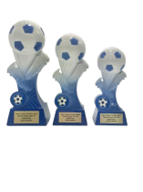 Kit Kolour Football Boot & Ball Trophy | Blue & White | 175mm