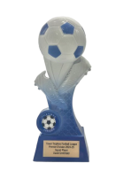 Kit Kolour Football Boot & Ball Trophy | Blue & White | 175mm