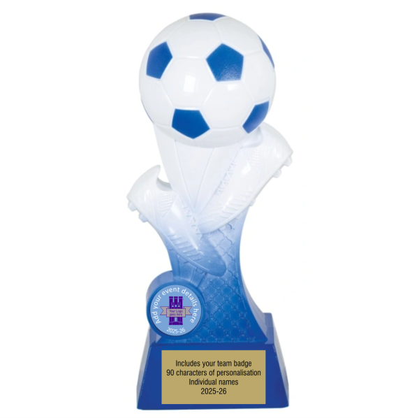 Kit Kolour Football Boot & Ball Trophy | Blue & White | 175mm