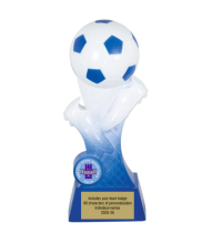 Kit Kolour Football Boot & Ball Trophy | Blue & White | 205mm
