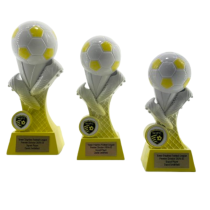 Kit Kolour Football Boot & Ball Trophy | Yellow & White | 150mm