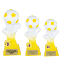 Kit Kolour Football Boot & Ball Trophy | Yellow & White | 175mm