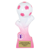 Kit Kolour Football Boot & Ball Trophy | Pink & White | 150mm