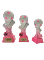 Kit Kolour Football Boot & Ball Trophy | Pink & White | 150mm