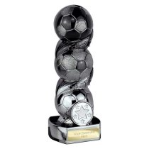 Hat-trick Strike Football Trophy | 160mm | Black & Silver